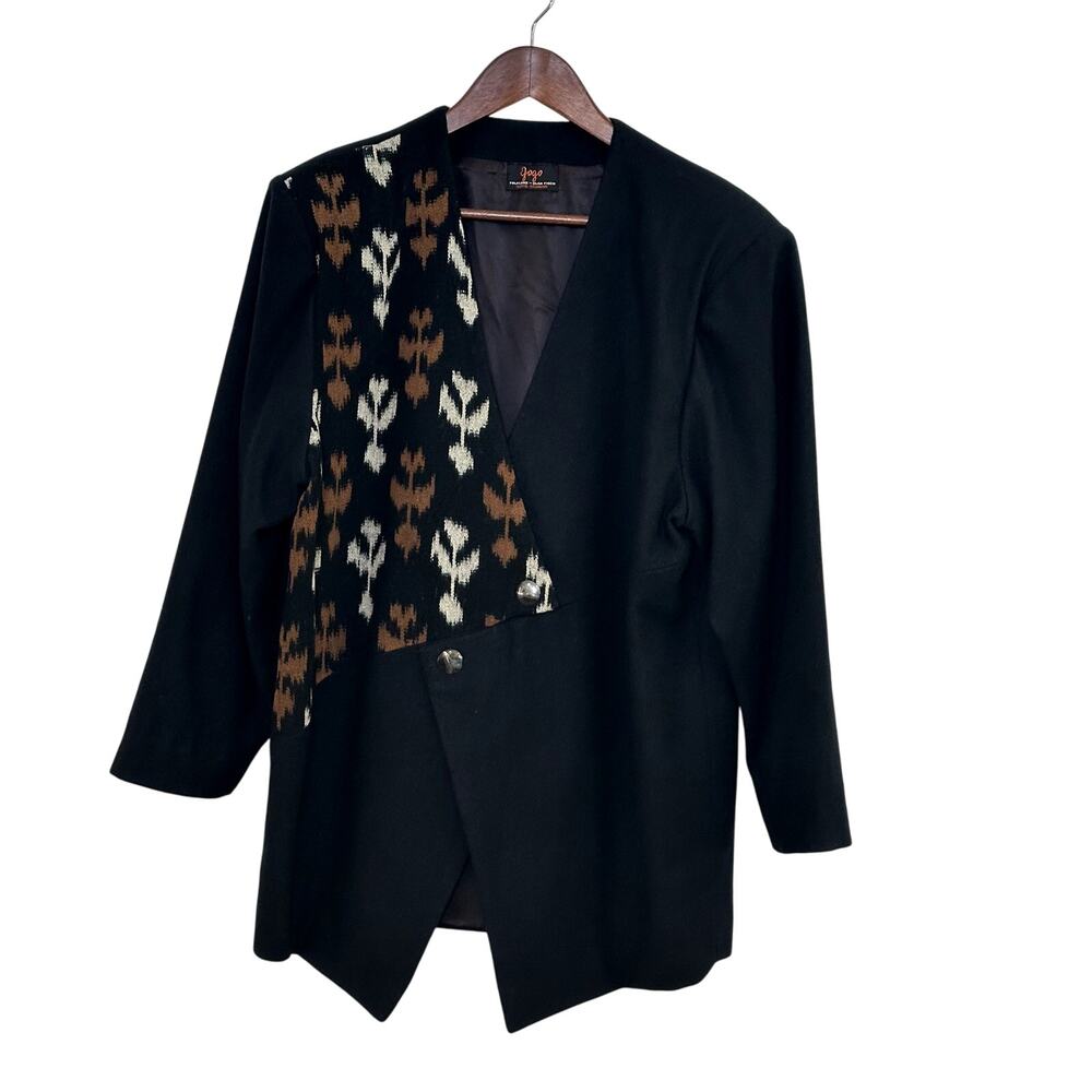 RARE! VTG OLGA FISCH GOGO FOLKLORE Blazer Size L XL Casual Eclectic Artisan Art